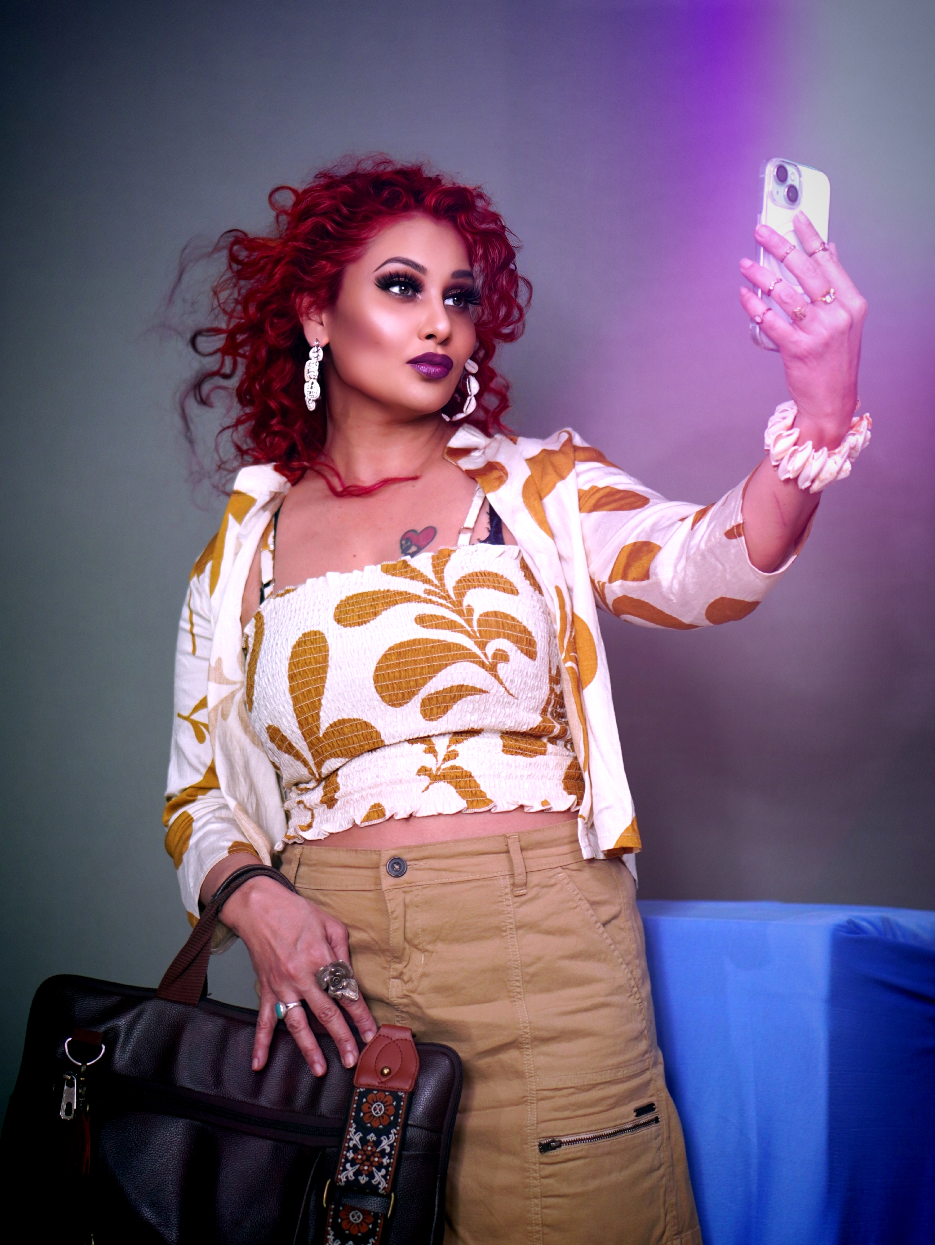 Kanak Raj - Bold Patterned Crop Top & Confident Pose