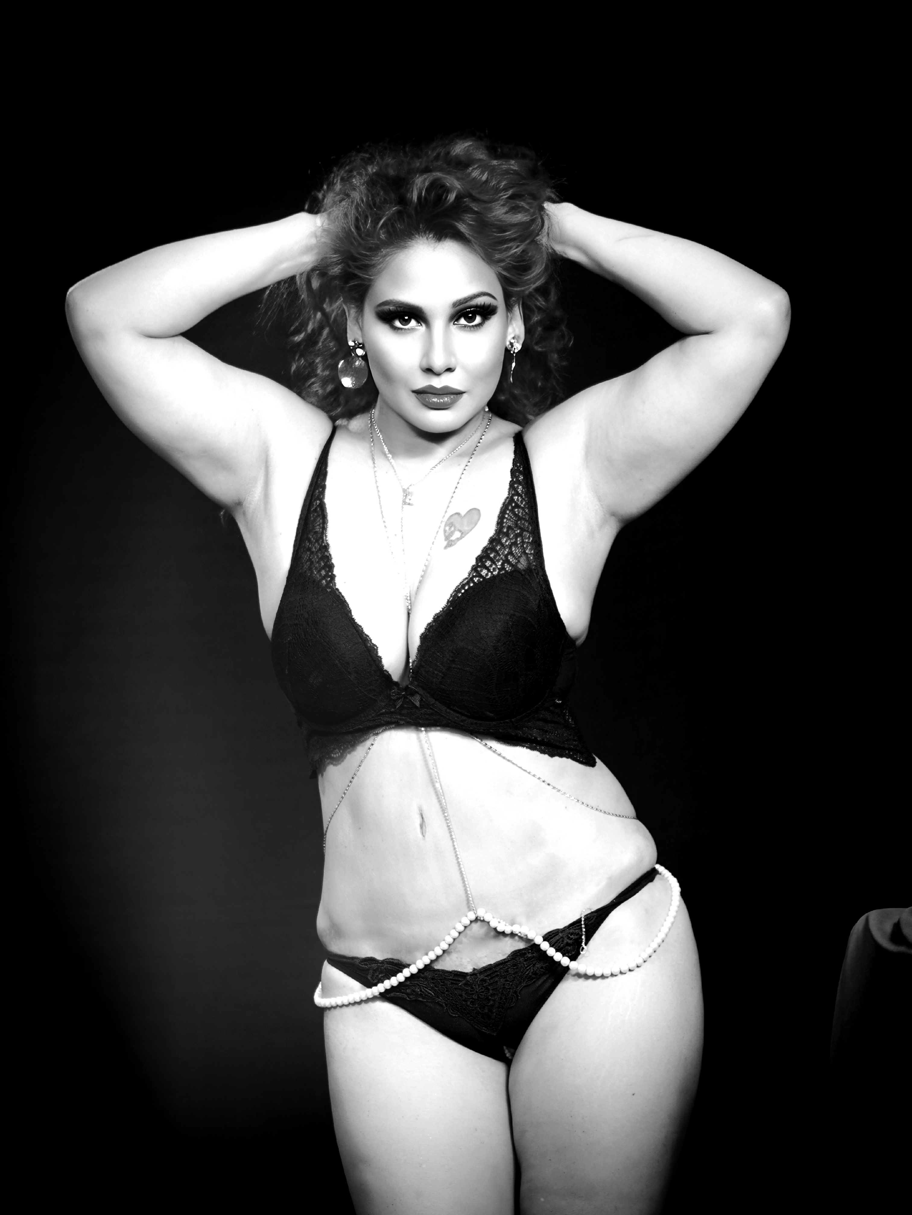 Kanak Raj - Kanak Raj: Black Lingerie Confident Pose