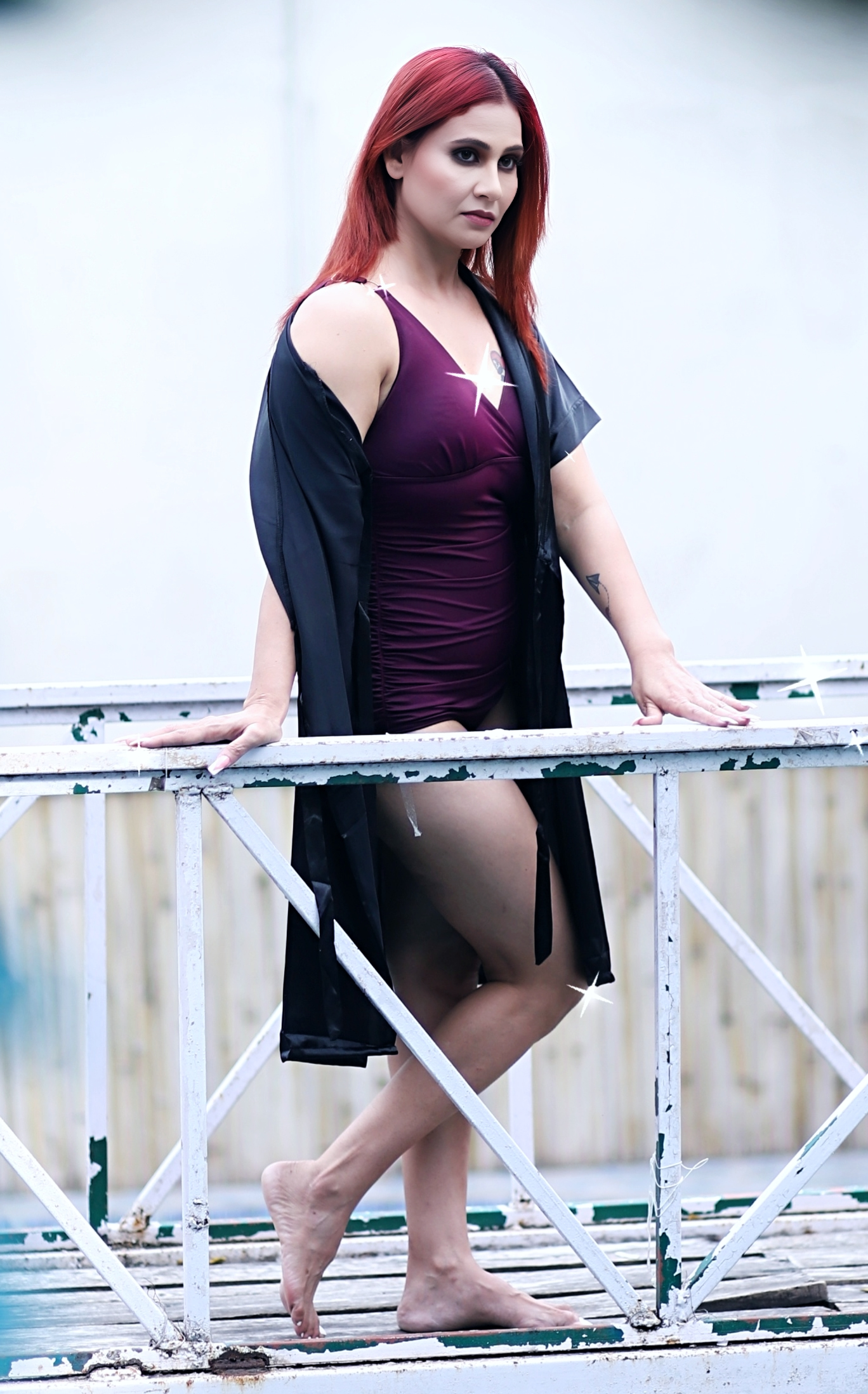 Kanak Raj - Kanak Raj in Maroon Dress and Black Cover-Up