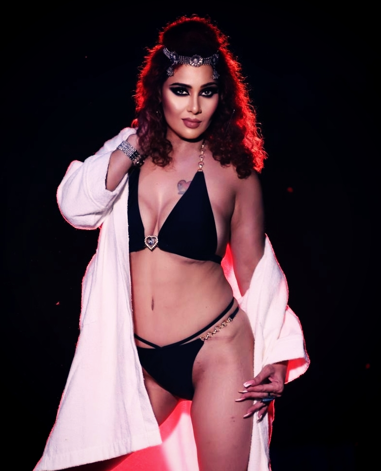 Kanak Raj - Kanak Raj in Black Bikini with White Coat