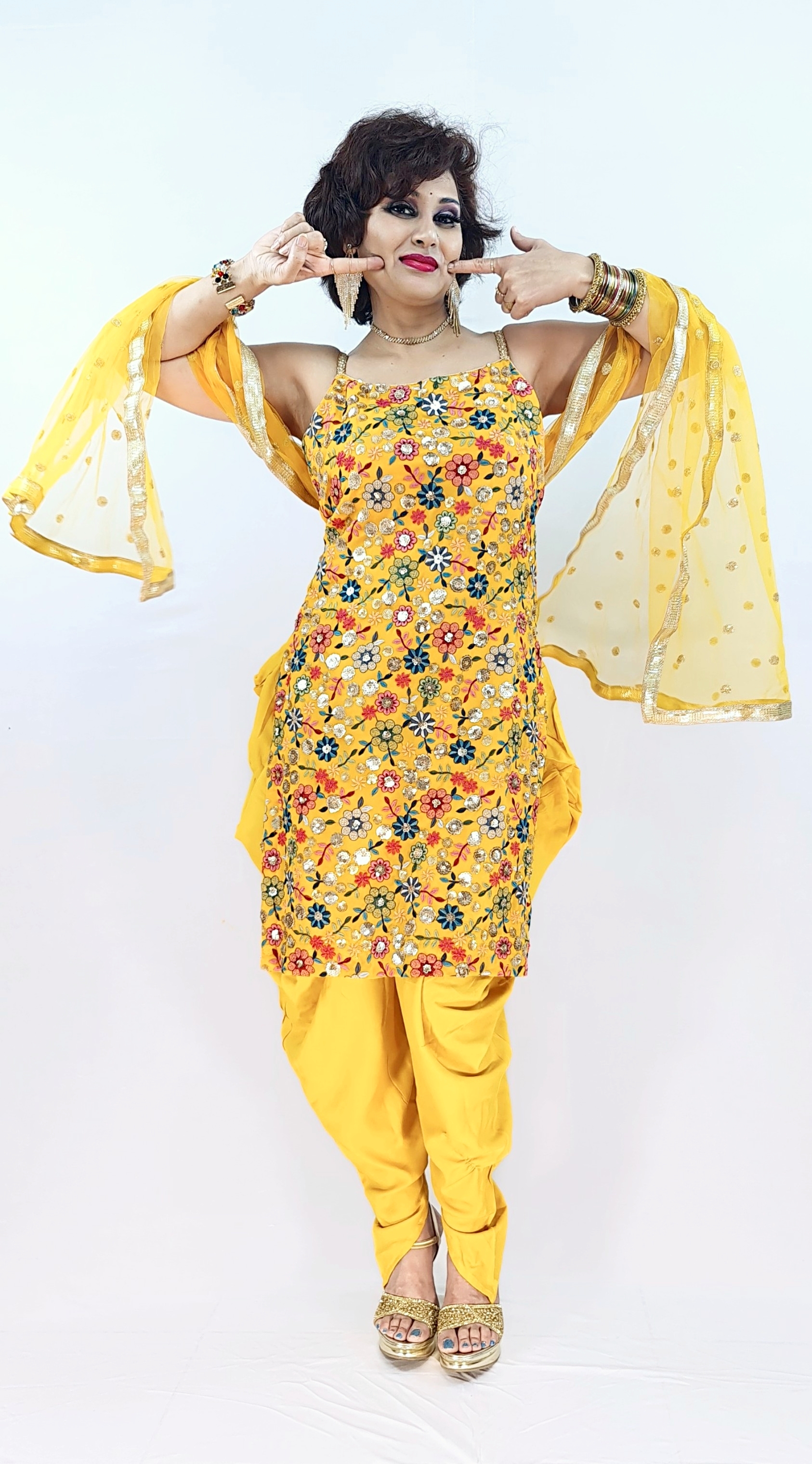 Kanak Raj - Kanak Raj in Vibrant Yellow Floral Dress