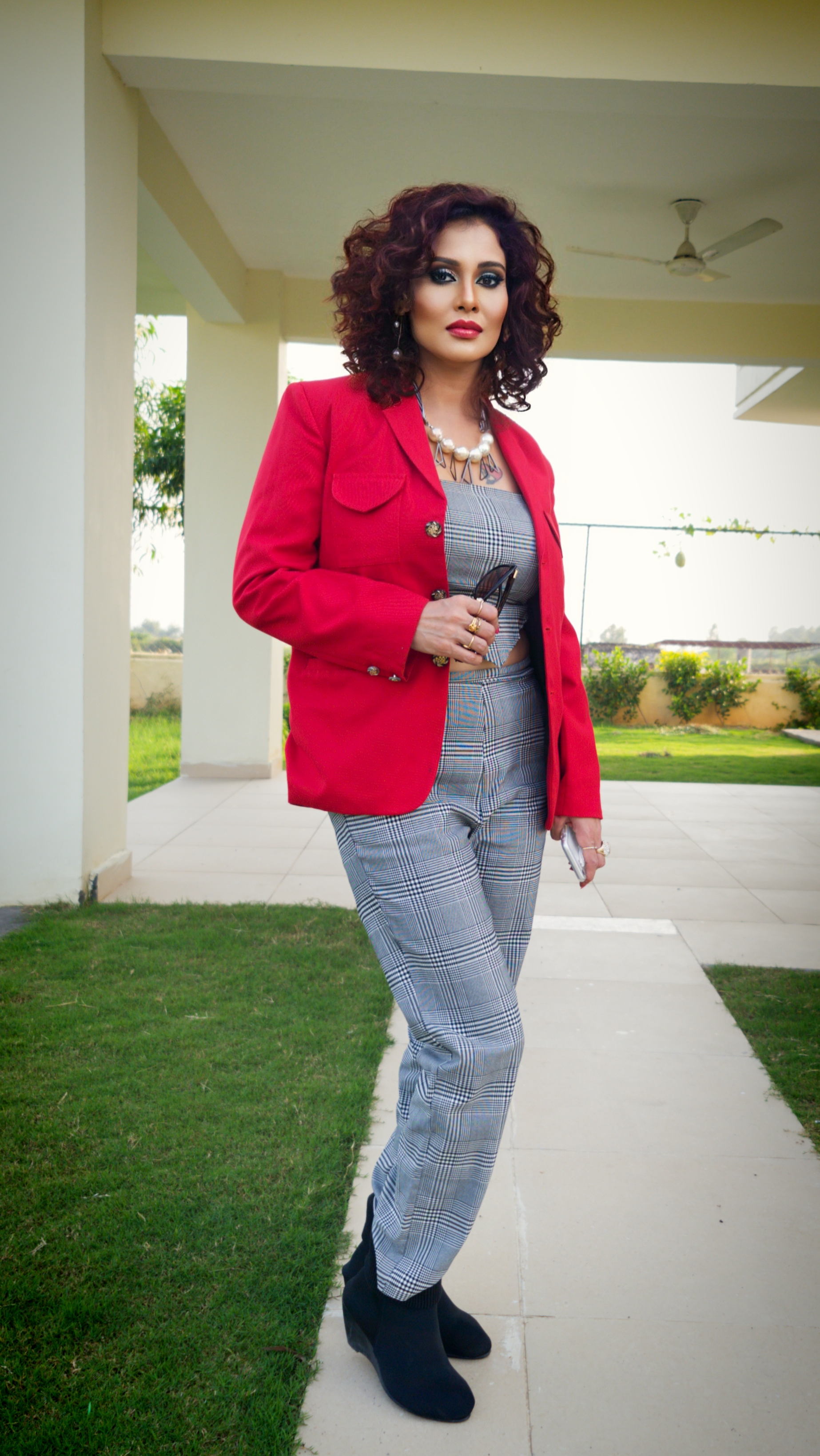 Kanak Raj - Kanak Raj in Red Blazer Glamour Pose