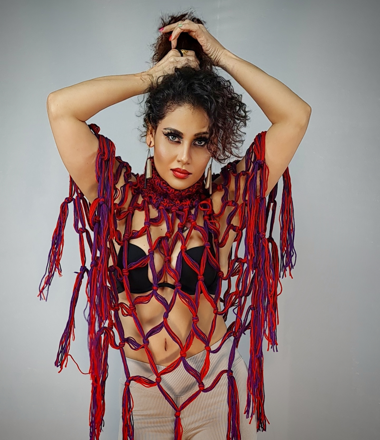 Kanak Raj - Kanak Raj in Red Knit Glamorous Pose