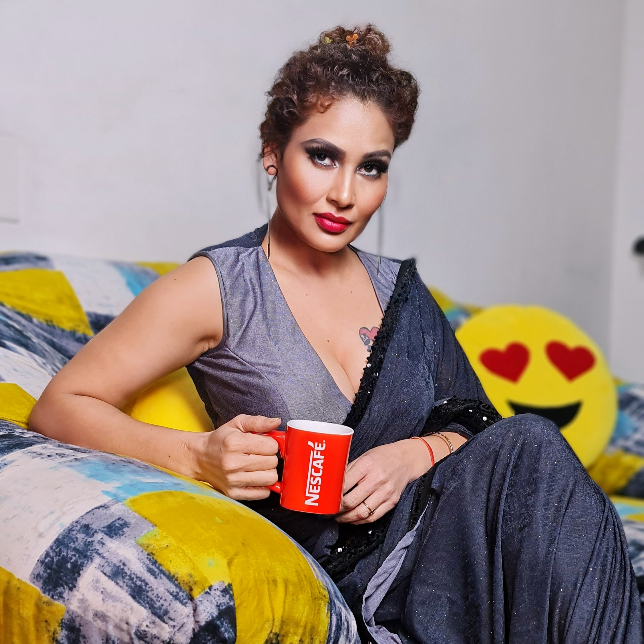 Kanak Raj - Kanak Raj in Black Saree with Confident Pose