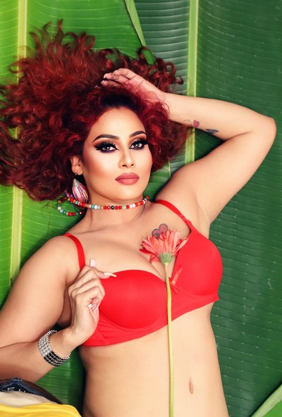 Kanak Raj in Bold Red Glamour Pose