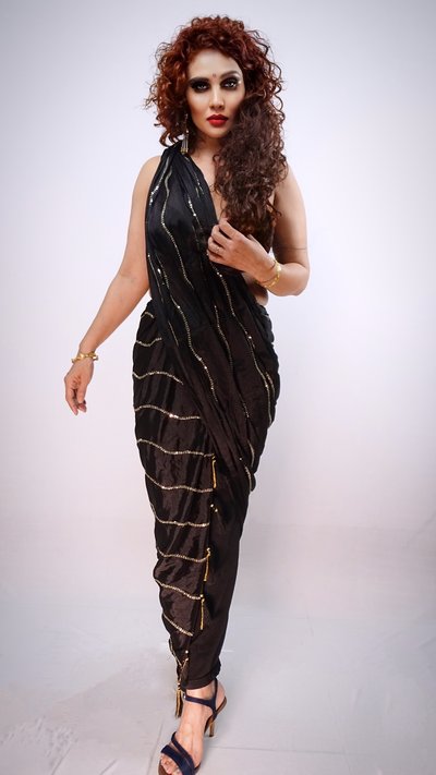 Kanak Raj in Black Glamour Dress Portrait
