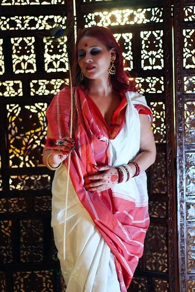 Kanak Raj in Red and White Saree - Ethnic Elegance